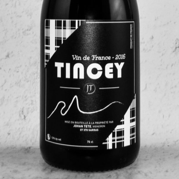 étiquette vin rouge naturel tincey 2016