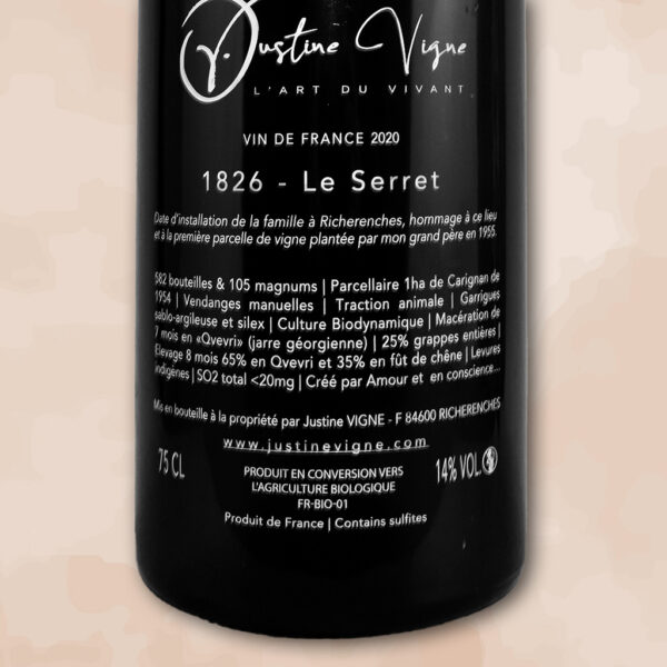 1826 Le Serret - vin naturel - Justine Vigne