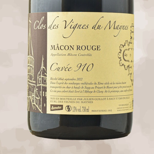 macon rouge cuvee 910 - vin nature - julien guillot clos des vignes du maynes