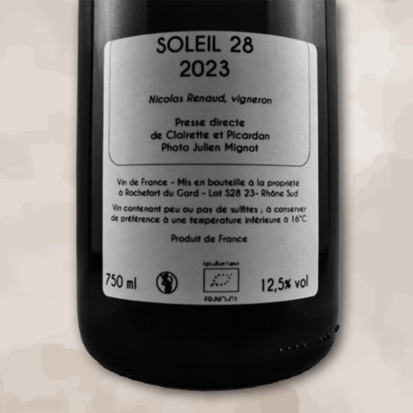Soleil 28 - vin nature - Nicolas Renaud Clos des Grillons