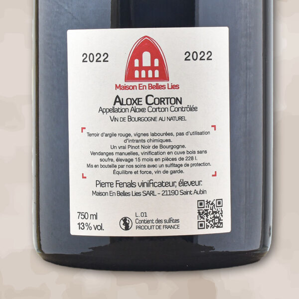 aloxe corton - vin nature de bourgogne - maison en belles lies pierre fenals