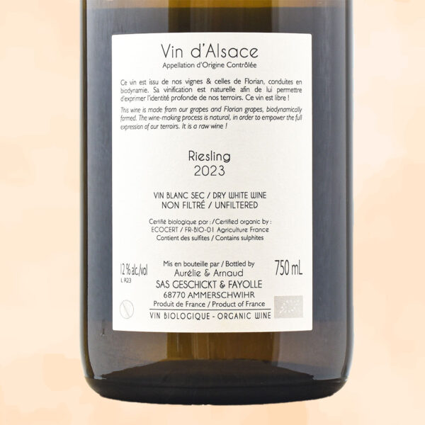 riesling - vin nature alsace - domaine geschickt