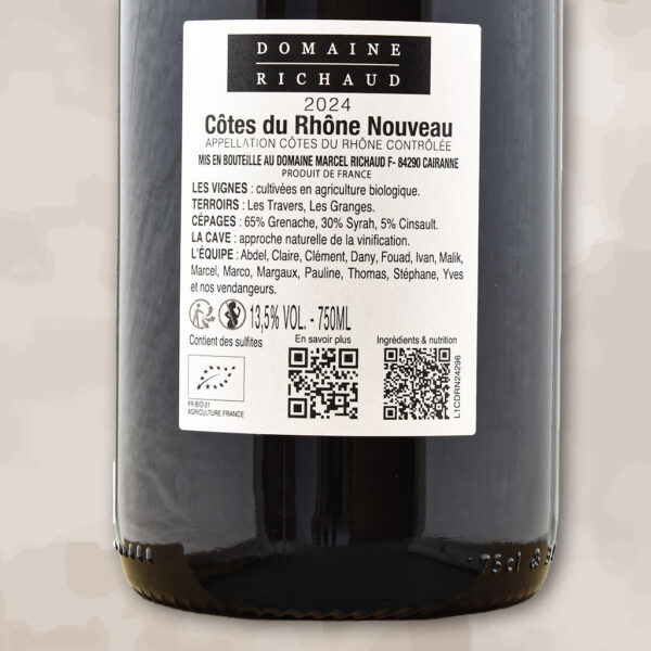 cotes du rhone nouveau - vin naturel - domaine richaud