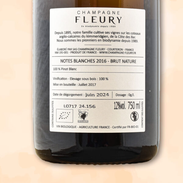 notes blanches - champagne nature - champagne fleury