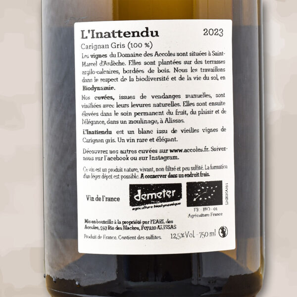 l innatendu - vin nature - les accoles
