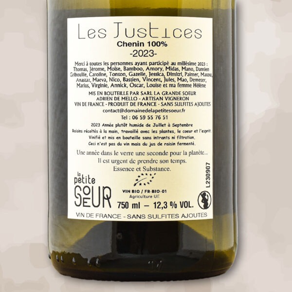 les justices - vin nature de loire - adrien de mello domaine de la petite soeur